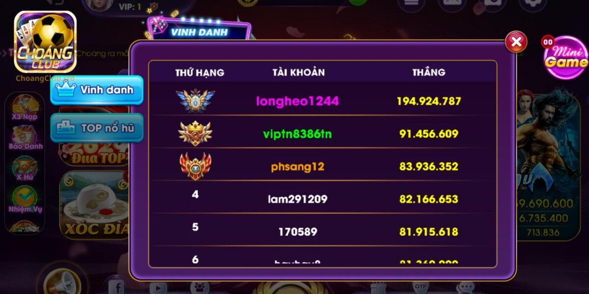 Bảng Vinh Danh Người Chơi Tài Xỉu Truyền Thống