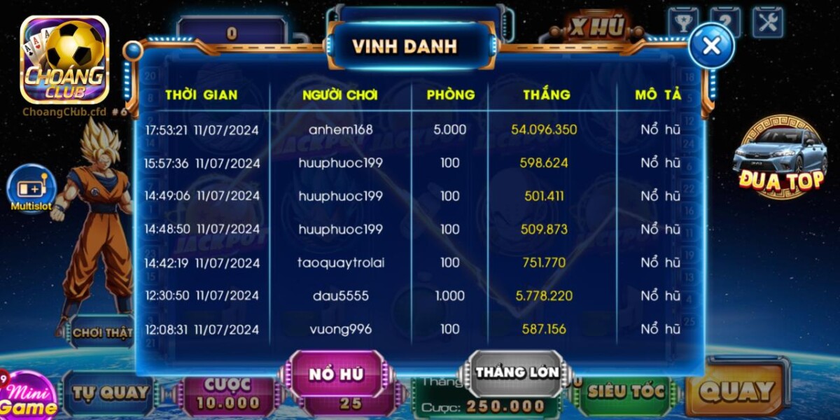 Ghi tên vào bảng vinh danh nổ hũ của cổng game Choangclub