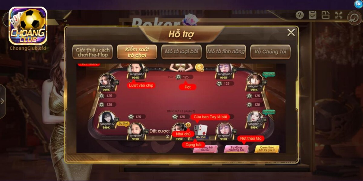 Một số hành động hợp lệ trong game bài Poker Choáng Club