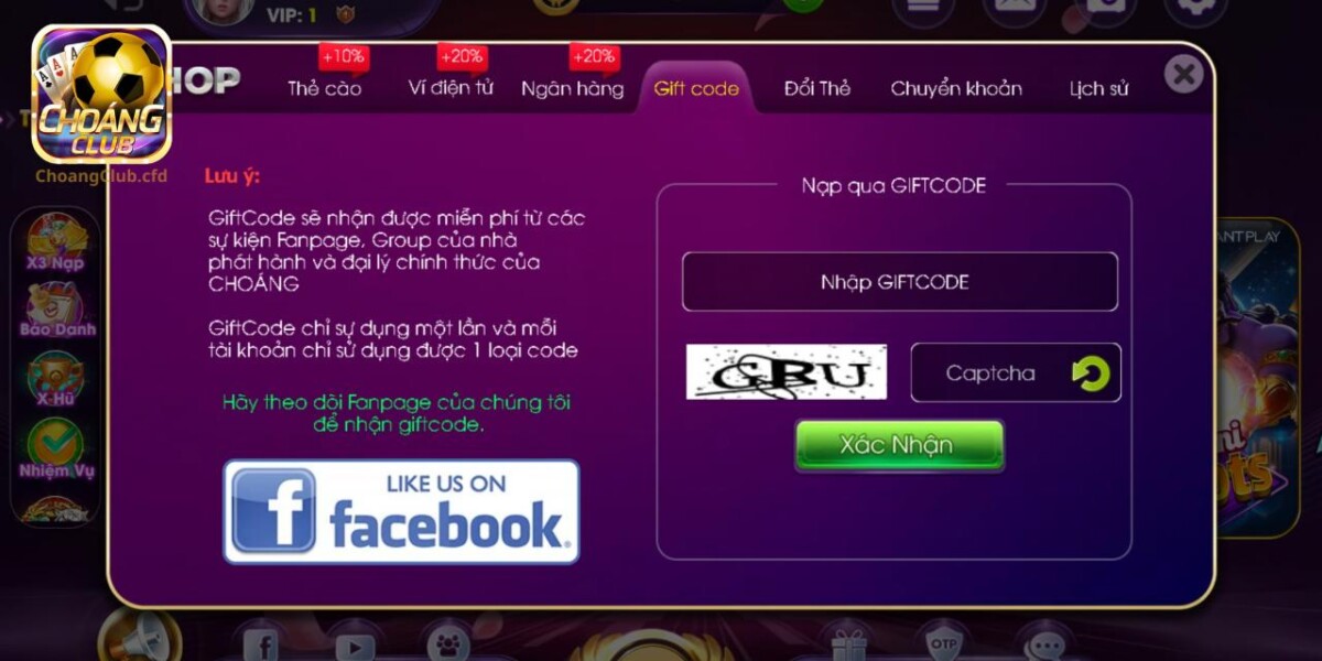 Nạp tiền vào Choáng Club bằng Giftcode